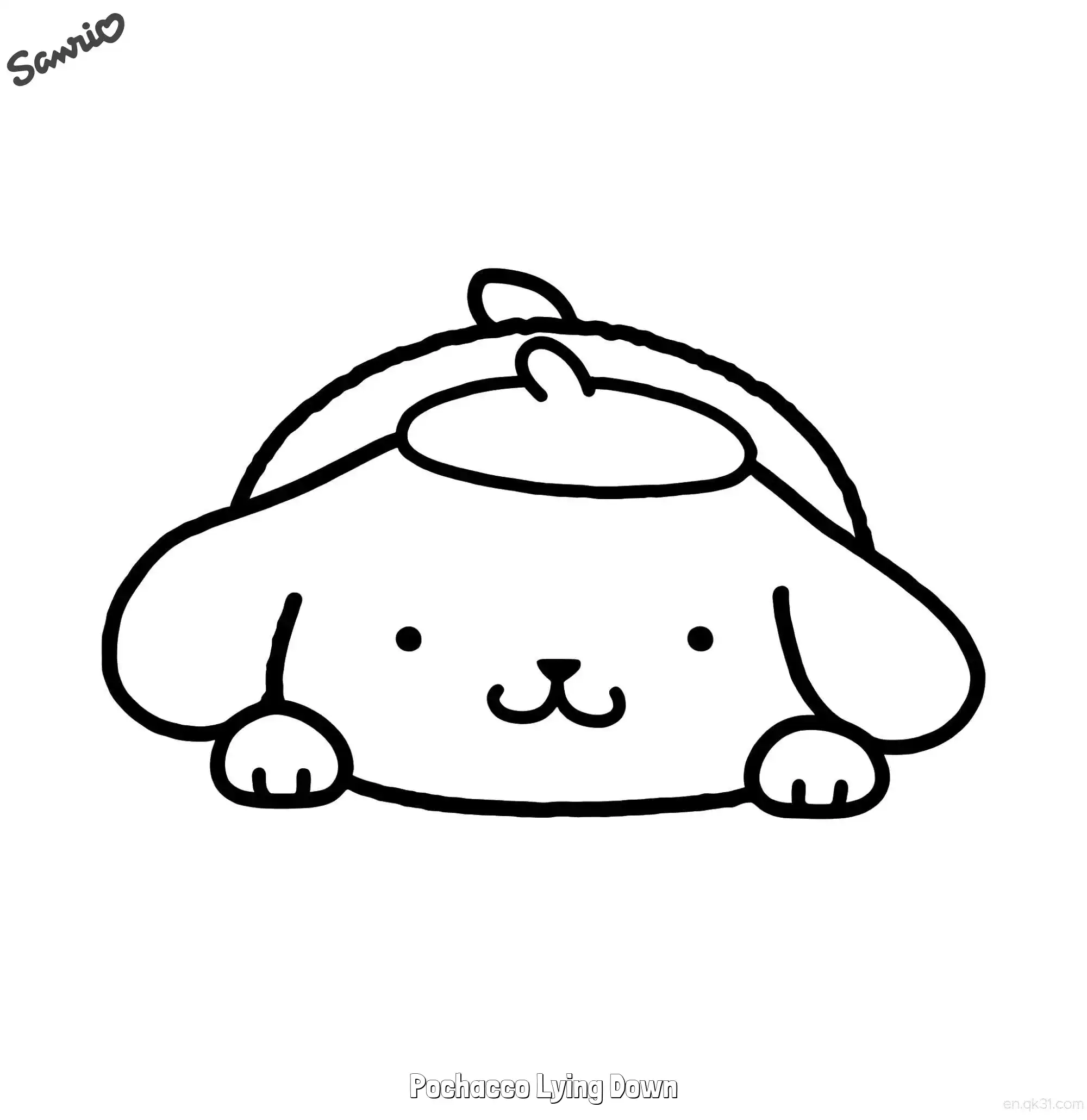 免费 躺下布丁狗 简笔画 素描 涂鸦 - 免费可打印三丽鸥 下载PDF 简笔画涂色页