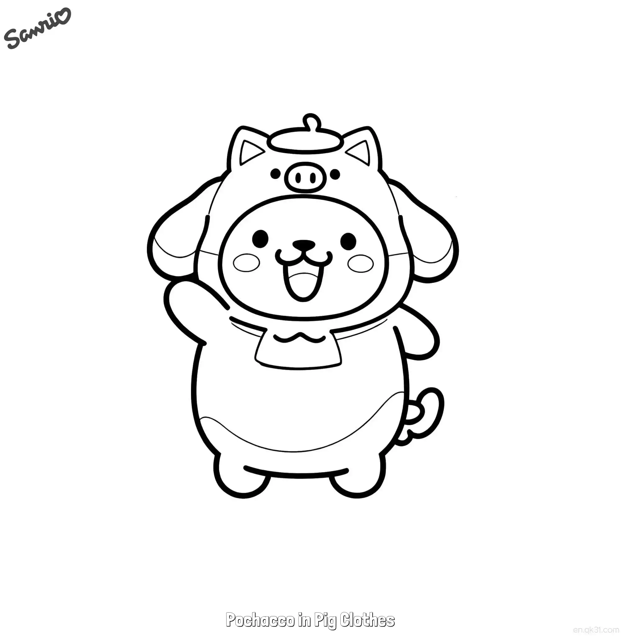 免费 小猪装扮布丁狗 简笔画 素描 涂鸦 - 免费可打印三丽鸥 下载PDF 简笔画涂色页