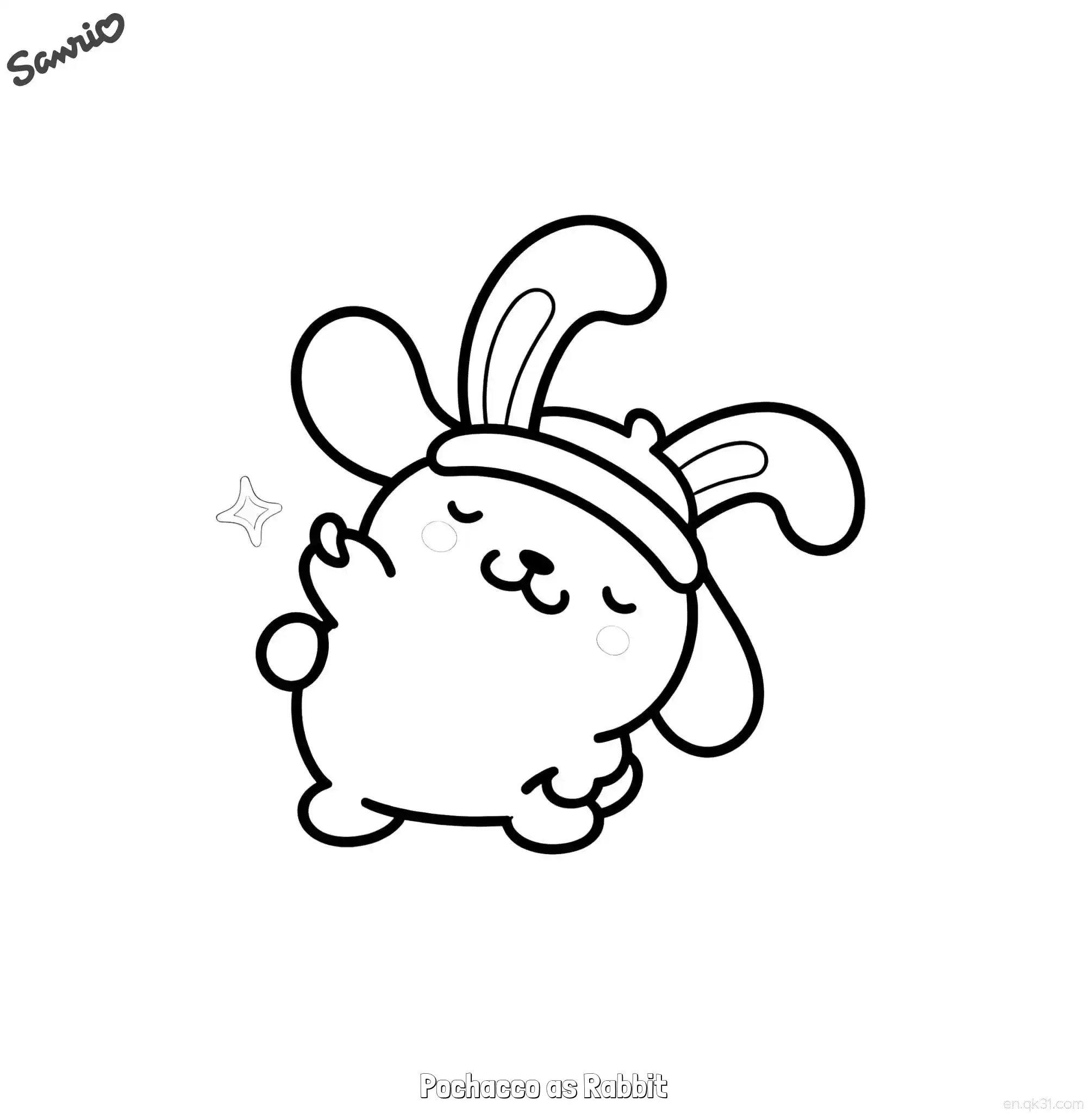 免费 兔子布丁狗 简笔画 素描 涂鸦 - 免费可打印三丽鸥 下载PDF 简笔画涂色页