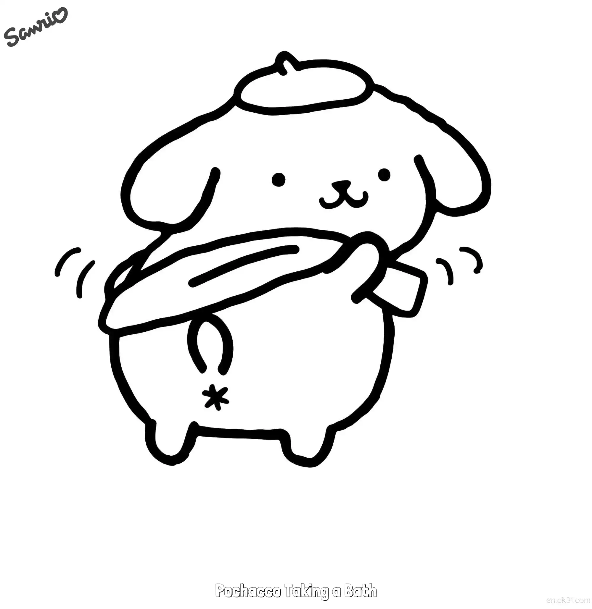 免费 洗澡布丁狗 简笔画 素描 涂鸦 - 免费可打印三丽鸥 下载PDF 简笔画涂色页