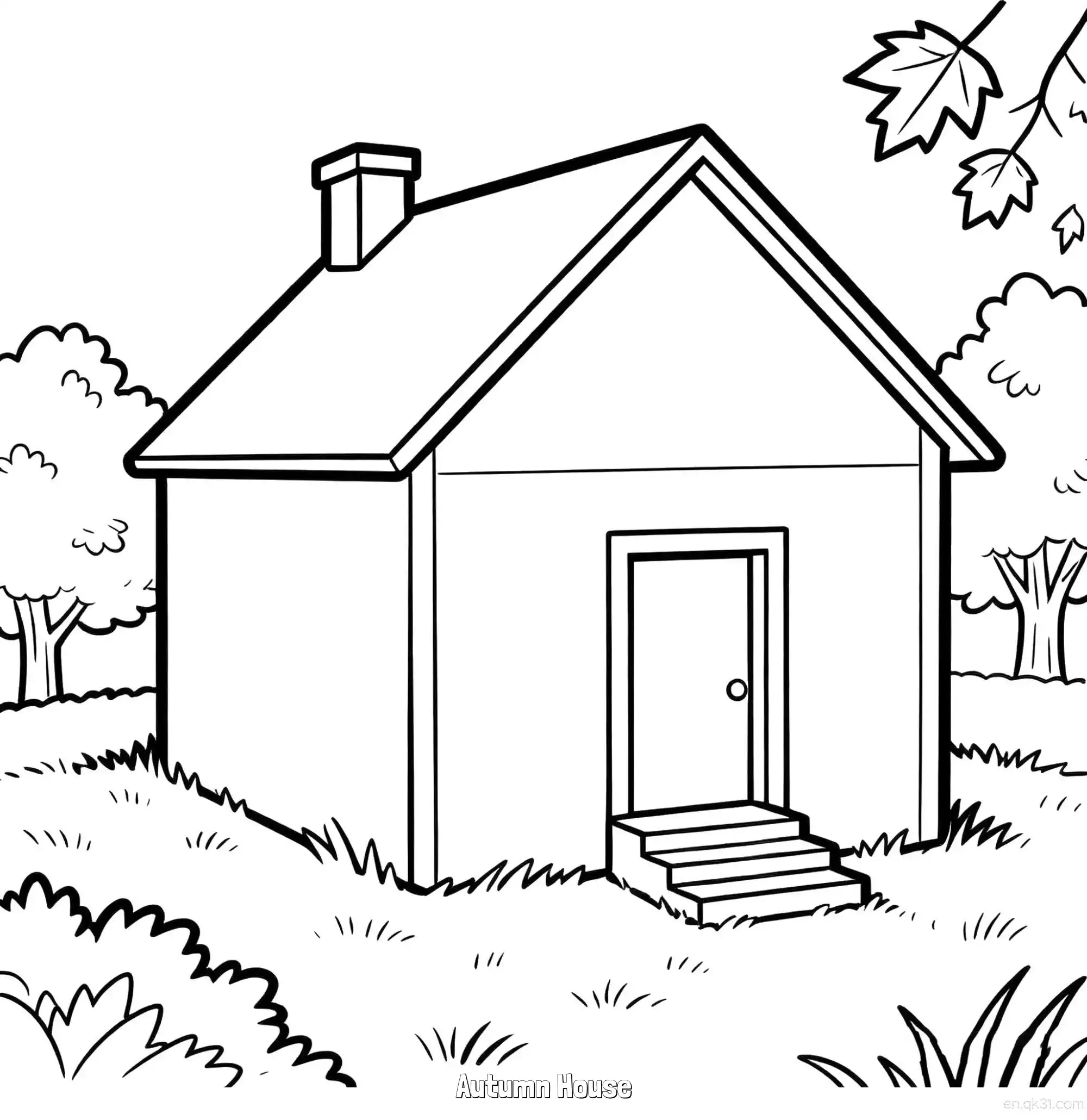 免费 秋日小屋 2简笔画 素描 涂鸦 - 免费可打印秋季 下载PDF 简笔画涂色页