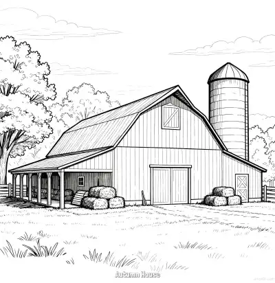 秋日小屋 4简笔画 素描 涂鸦 - 免费可打印秋季 下载PDF – 免费可打印简笔画涂色画