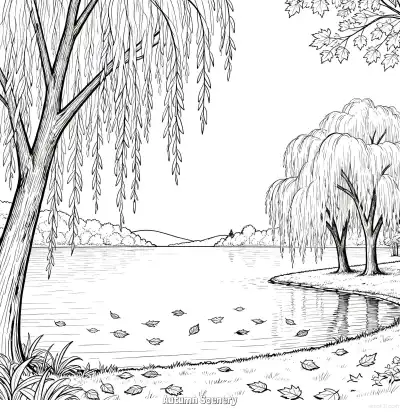 秋天的风景 12简笔画 素描 涂鸦 - 免费可打印秋季 下载PDF – 免费可打印简笔画涂色画