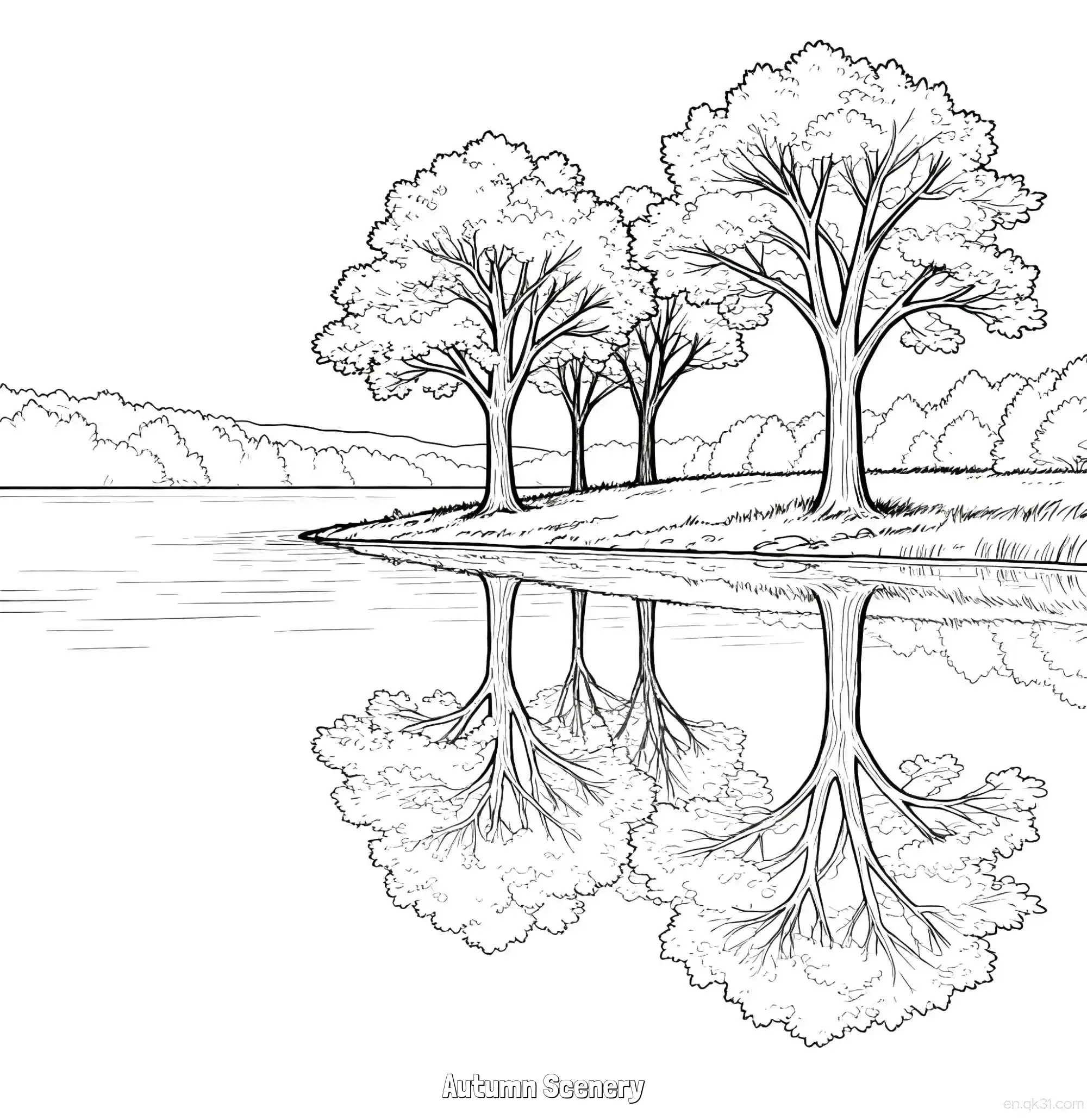 免费 秋天的风景 18简笔画 素描 涂鸦 - 免费可打印秋季 下载PDF 简笔画涂色页