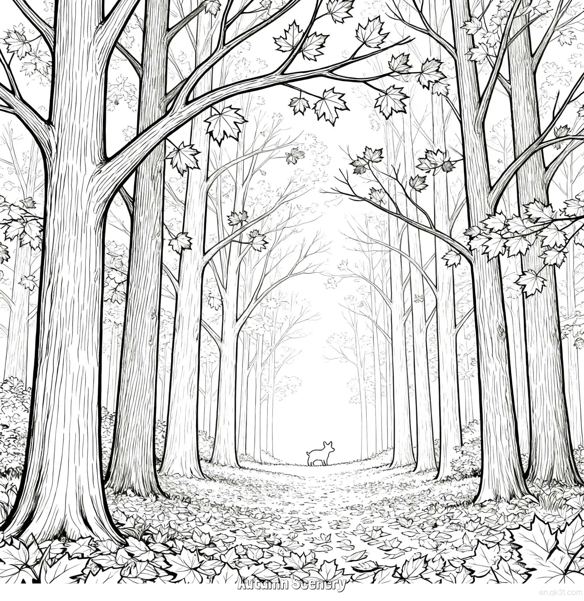 免费 秋天的风景 9简笔画 素描 涂鸦 - 免费可打印秋季 下载PDF 简笔画涂色页