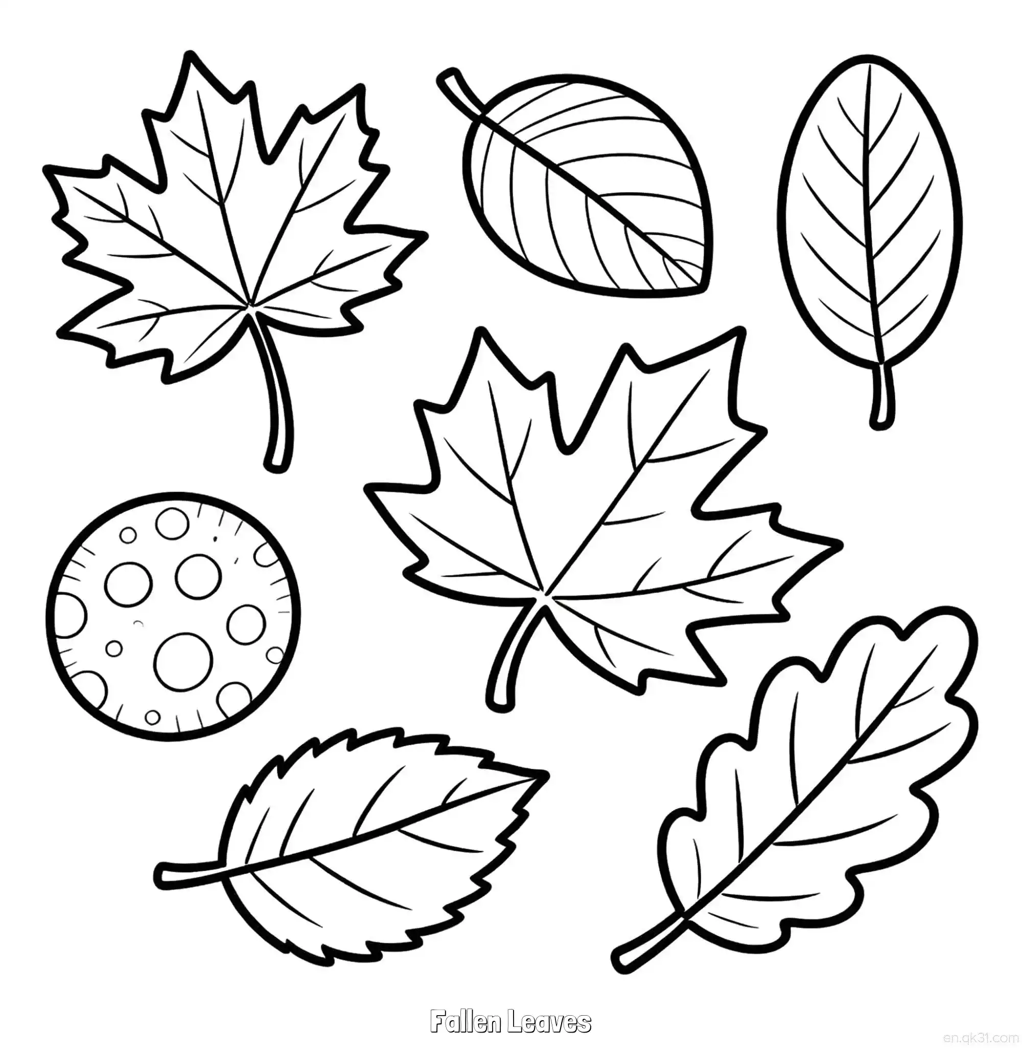 免费 落叶 简笔画 素描 涂鸦 - 免费可打印秋季 下载PDF 简笔画涂色页