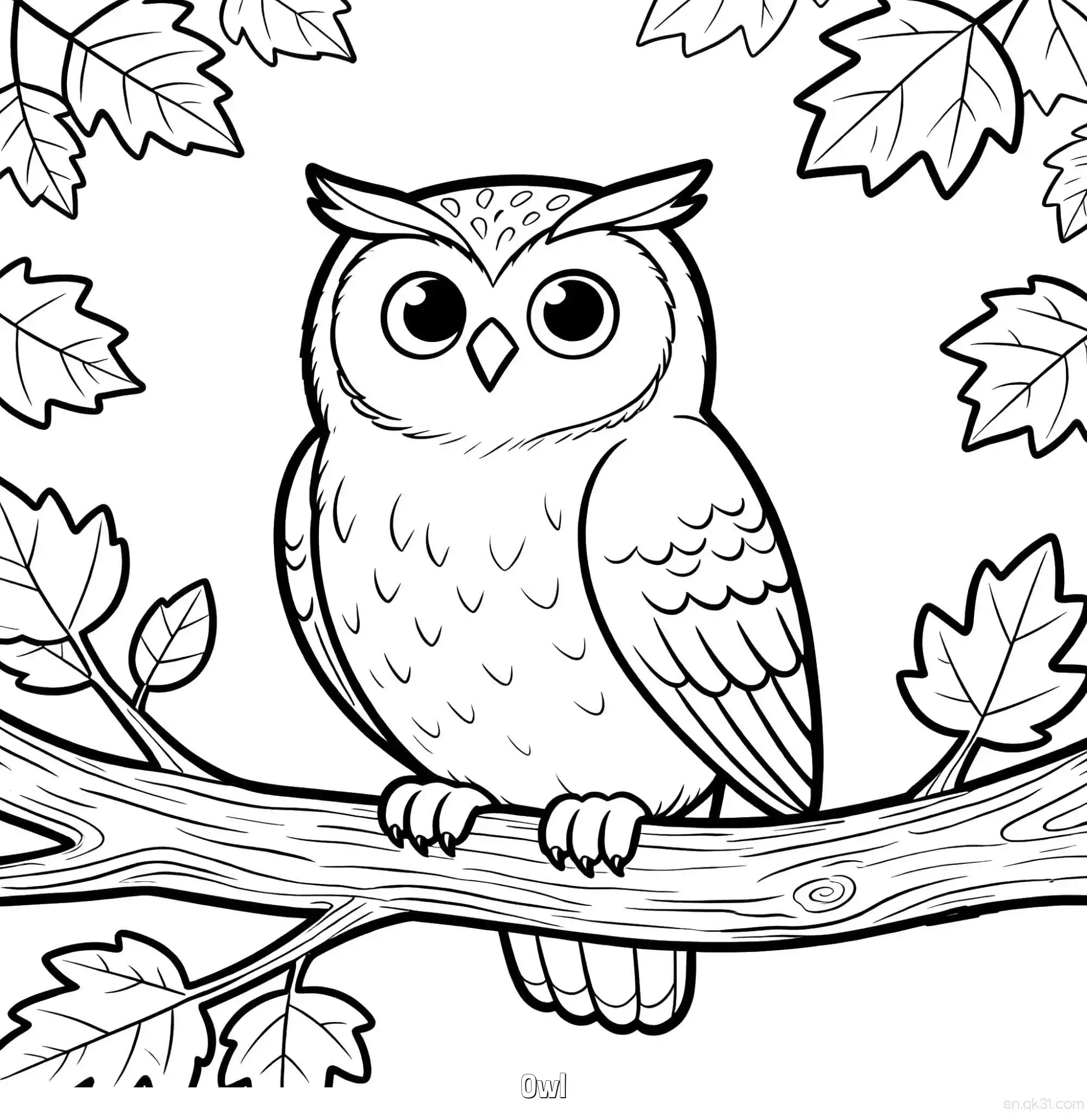 免费 猫头鹰 简笔画 素描 涂鸦 - 免费可打印秋季 下载PDF 简笔画涂色页