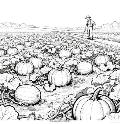 南瓜地 2简笔画 素描 涂鸦 - 免费可打印秋季 下载PDF – 免费可打印简笔画涂色画