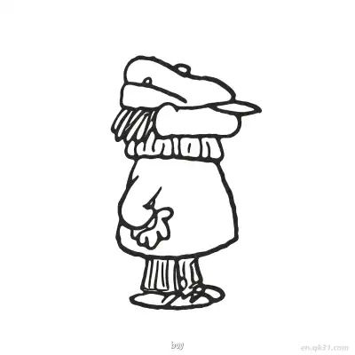 戴大帽子男孩涂色页 – 免费可打印简笔画涂色画