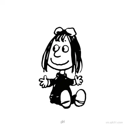 戴蝴蝶结女孩坐姿涂色页 – 免费可打印简笔画涂色画