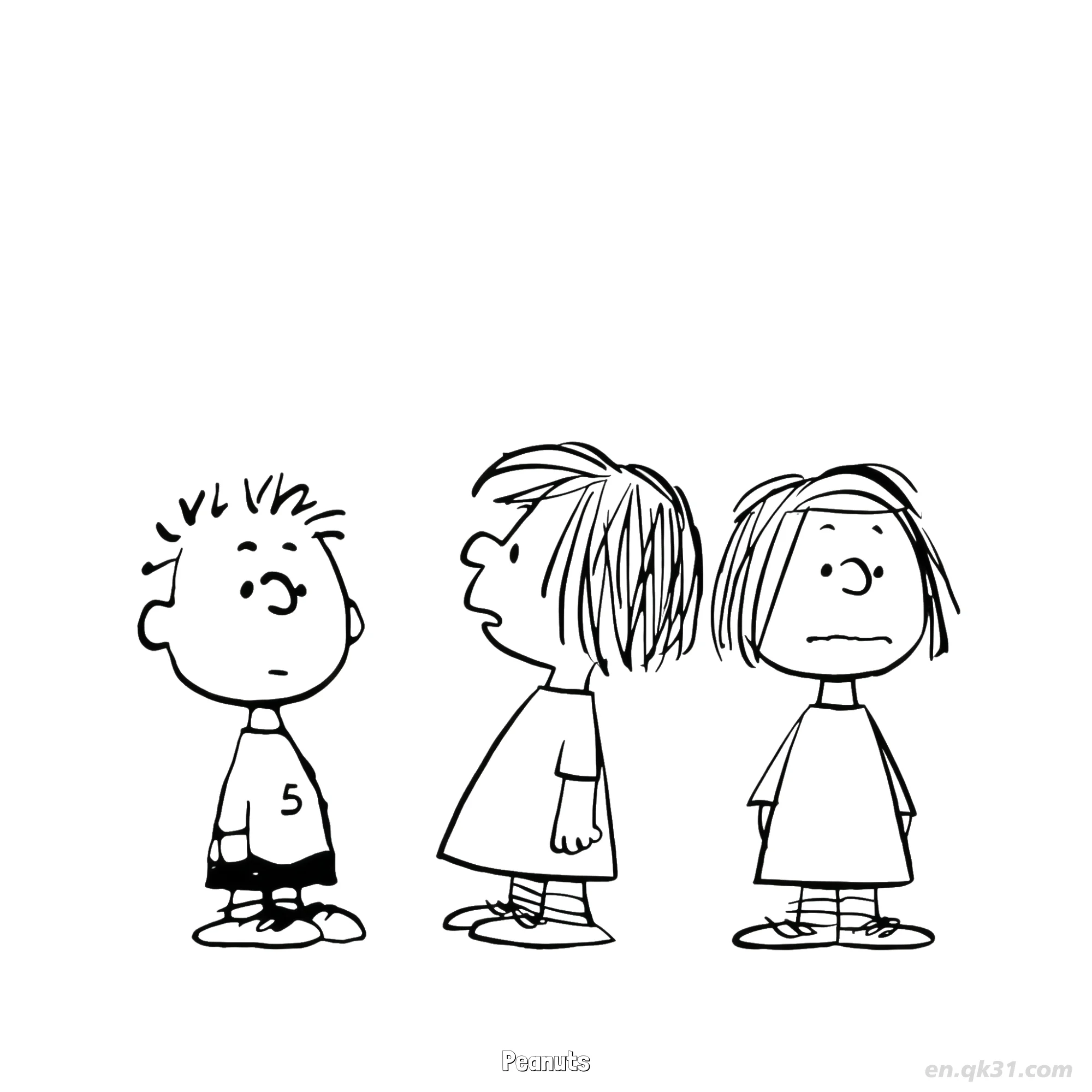 免费 花生漫画三人组经典场景涂色页 简笔画涂色页
