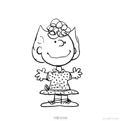 莎莉布朗快乐姿势涂色页 – 免费可打印简笔画涂色画