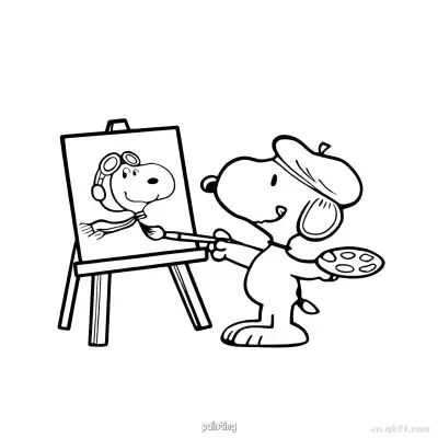 史努比画王牌飞行员涂色页 – 免费可打印简笔画涂色画