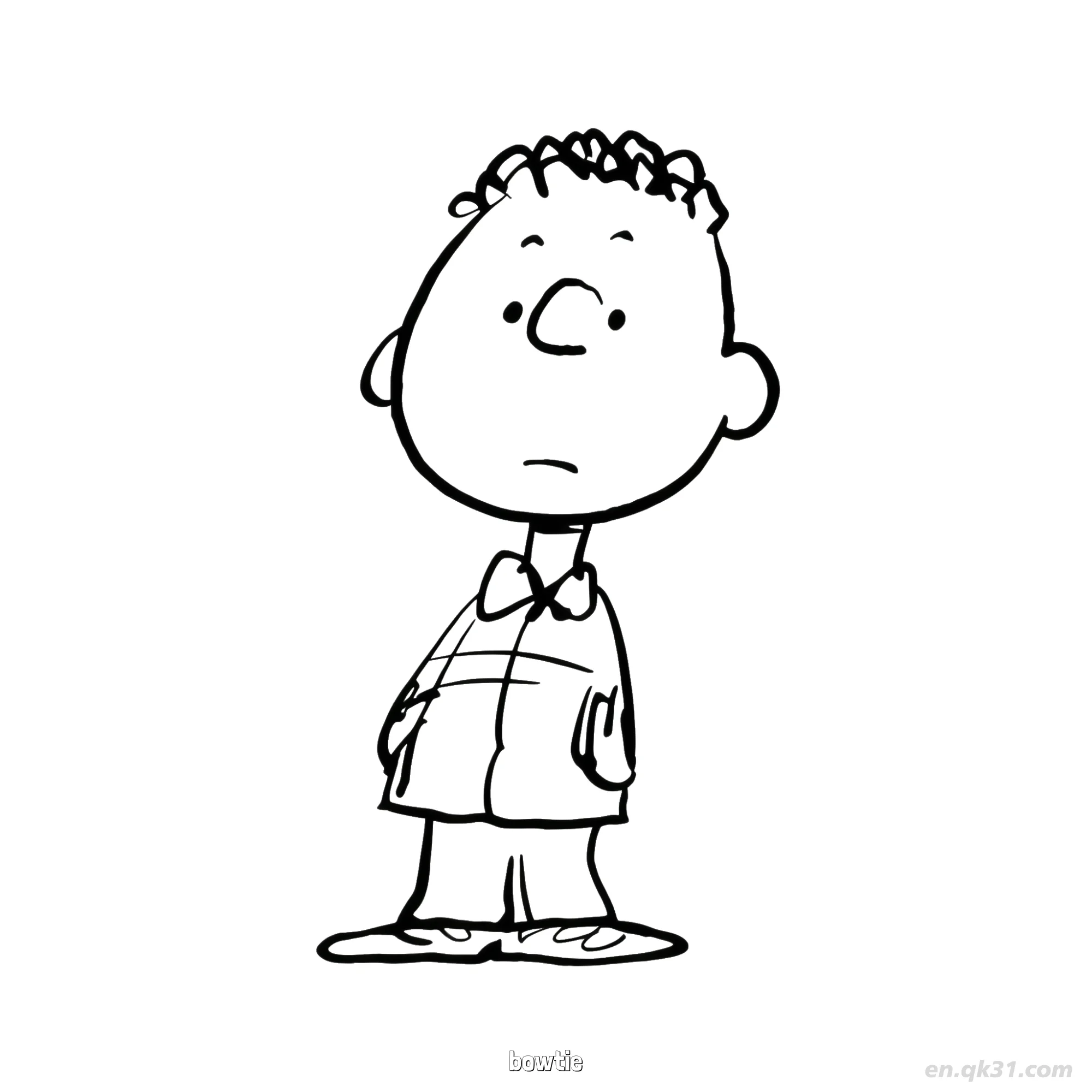 免费 史努比领结男孩涂色页 简笔画涂色页