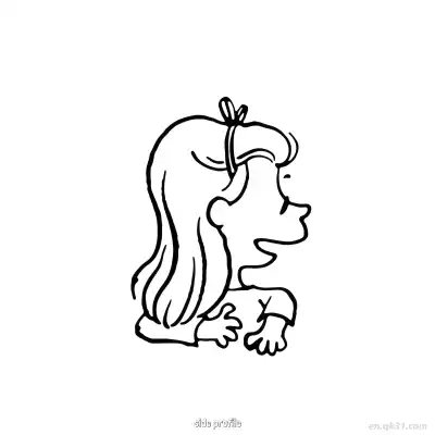 史努比侧面女孩涂色页 – 免费可打印简笔画涂色画
