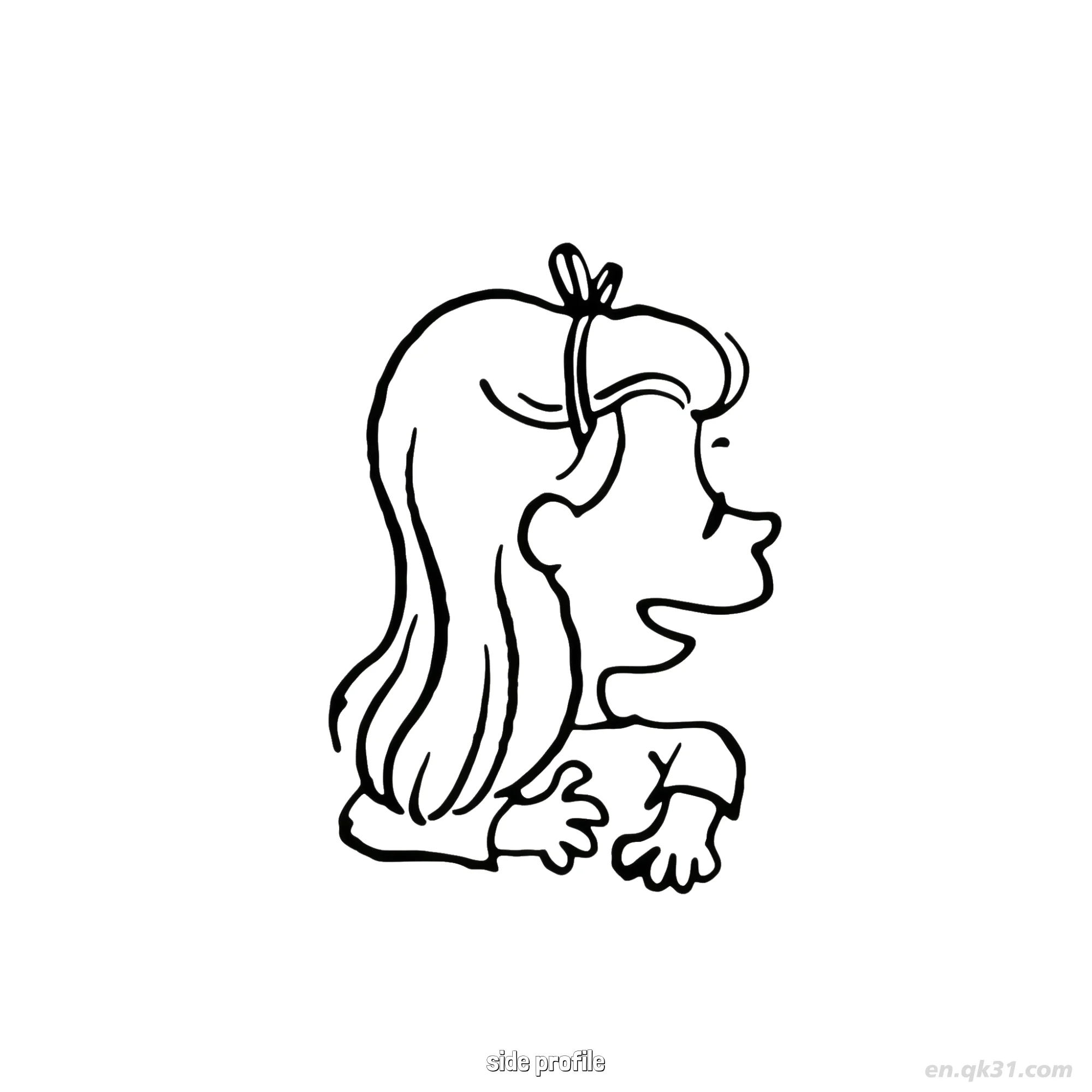 免费 史努比侧面女孩涂色页 简笔画涂色页