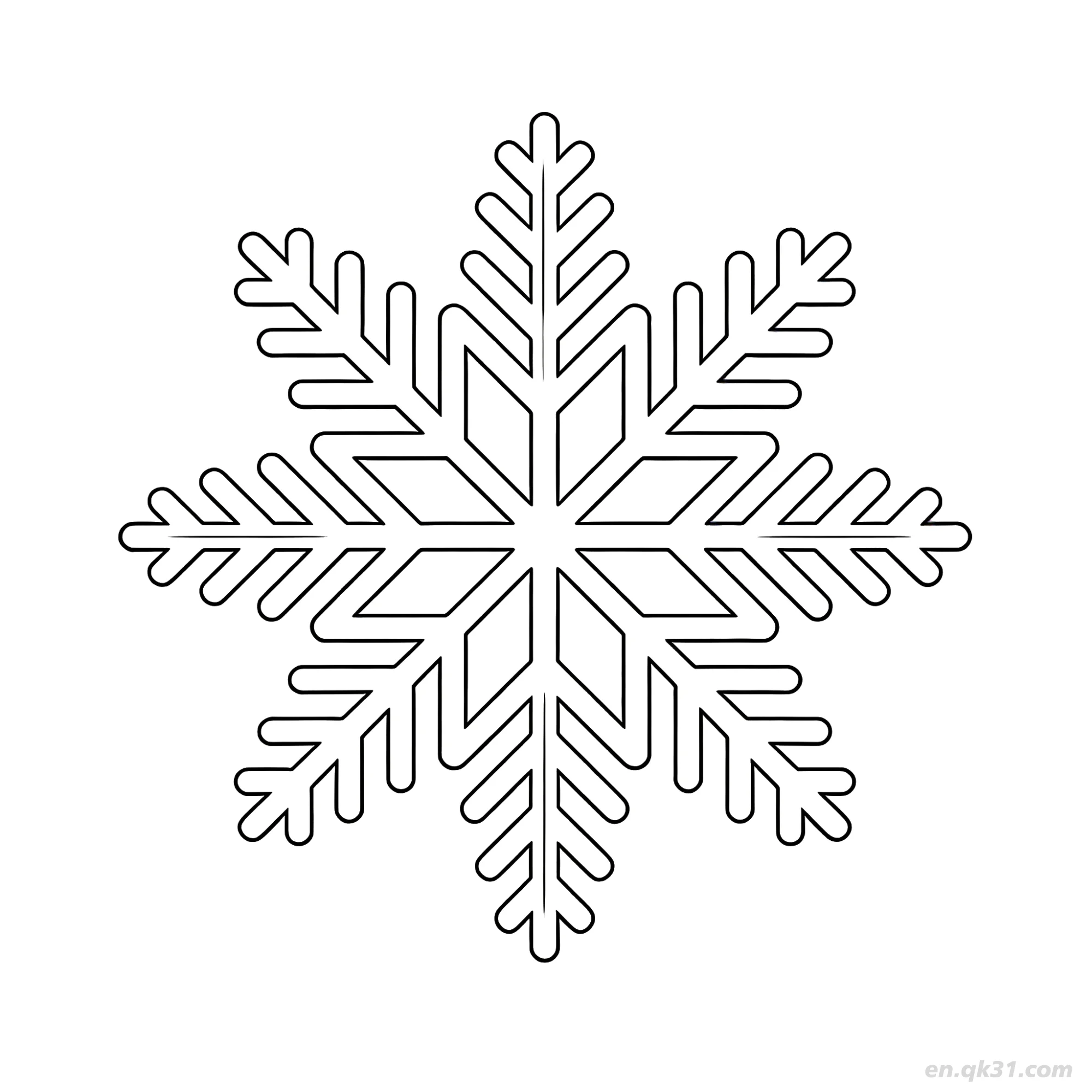 免费 棱角雪花线稿 简笔画涂色页