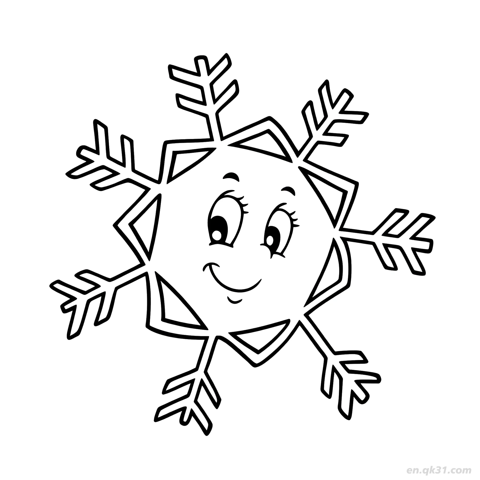 免费 均衡对称雪花线稿 简笔画涂色页