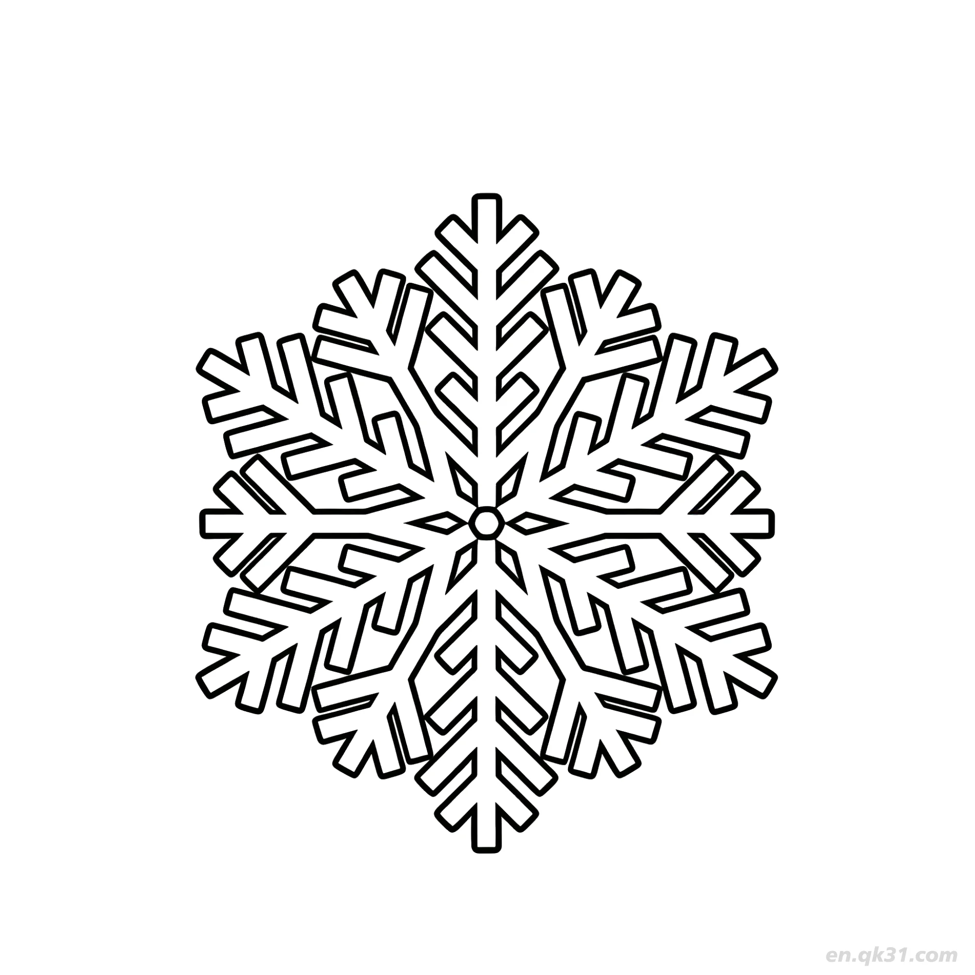 免费 多分支雪花涂色页 简笔画涂色页