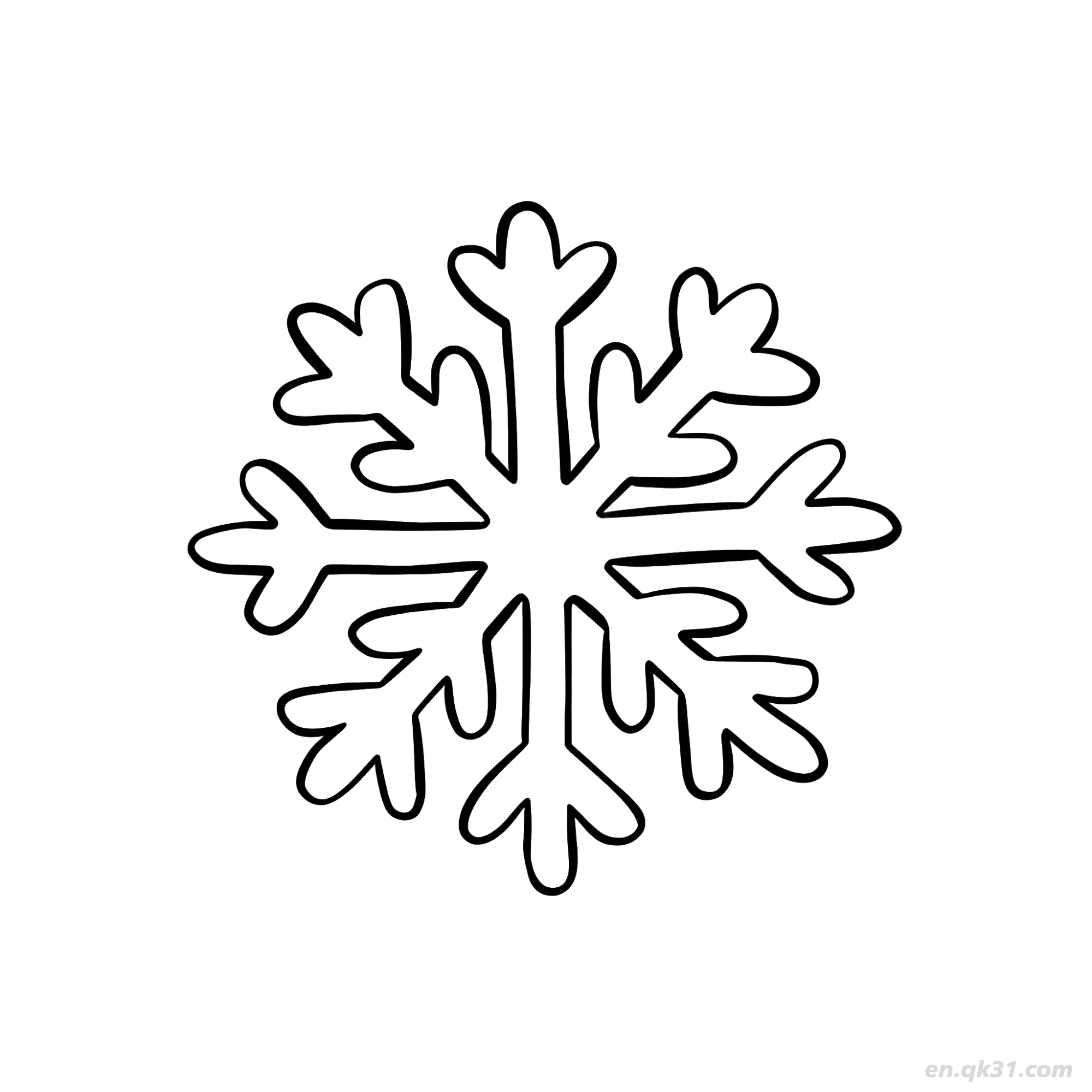 免费 卡通笑脸雪花涂色页 简笔画涂色页