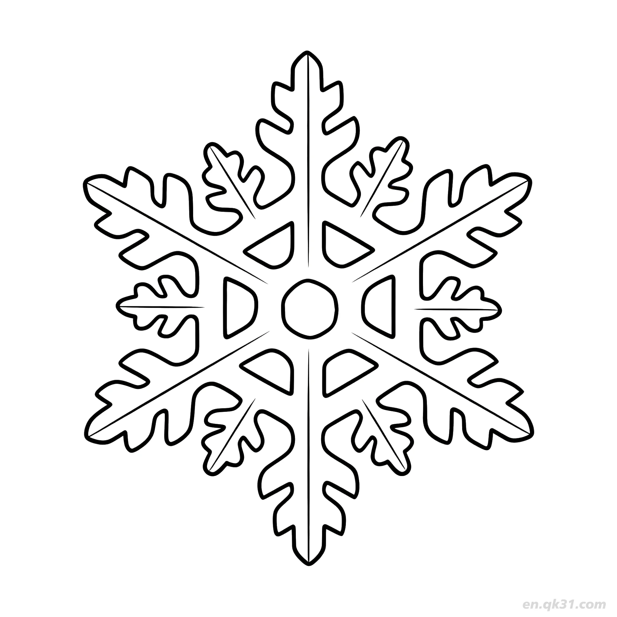免费 中心圆环雪花涂色页 简笔画涂色页