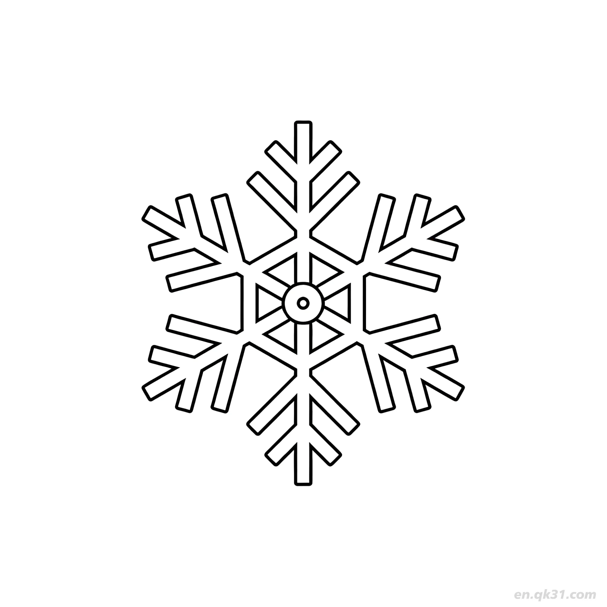 免费 圆形核心雪花涂色图 简笔画涂色页