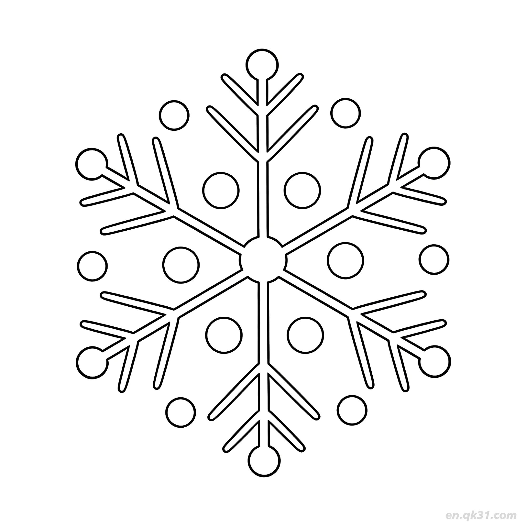 免费 圆点节点雪花涂色页 简笔画涂色页