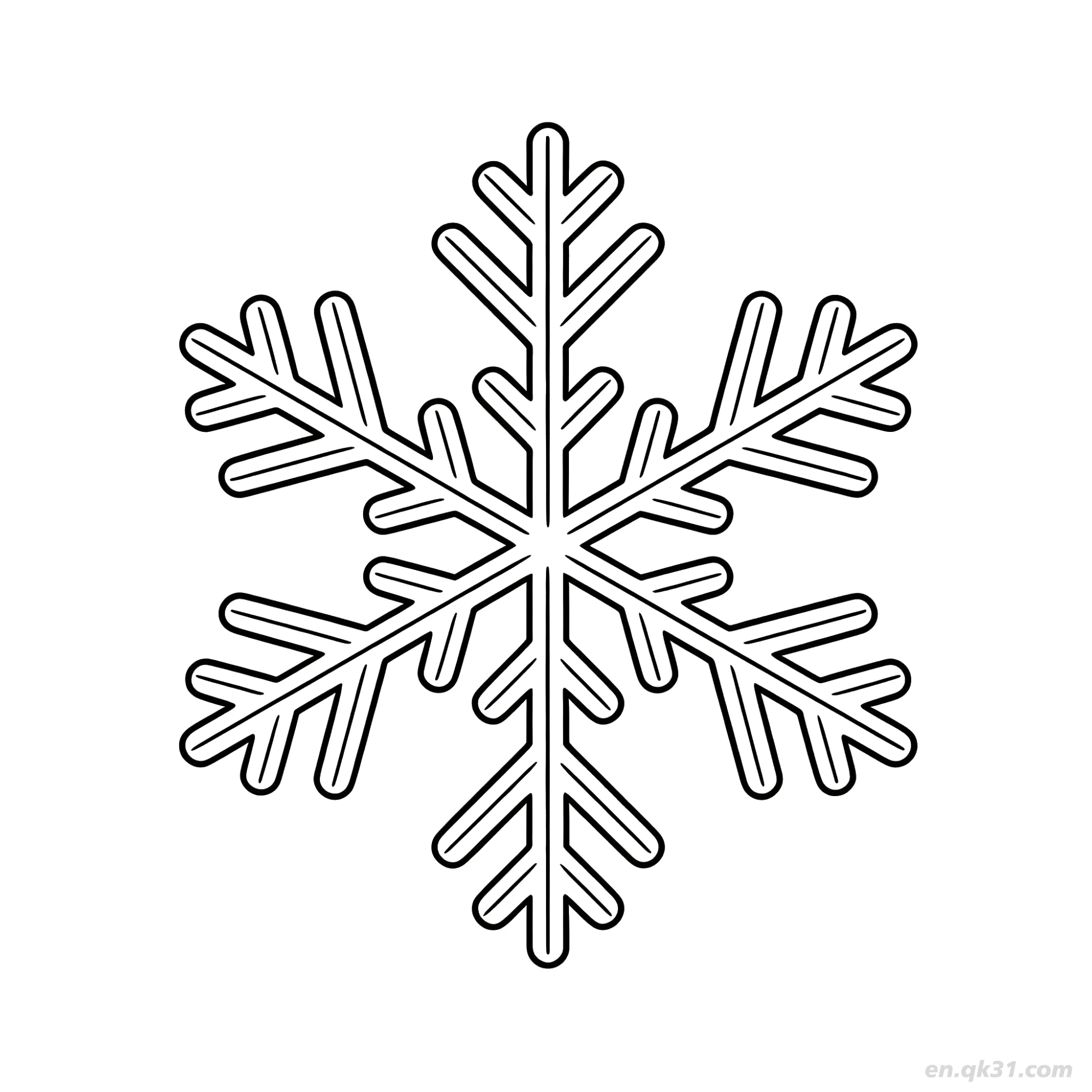 免费 水晶风格雪花涂色页 简笔画涂色页