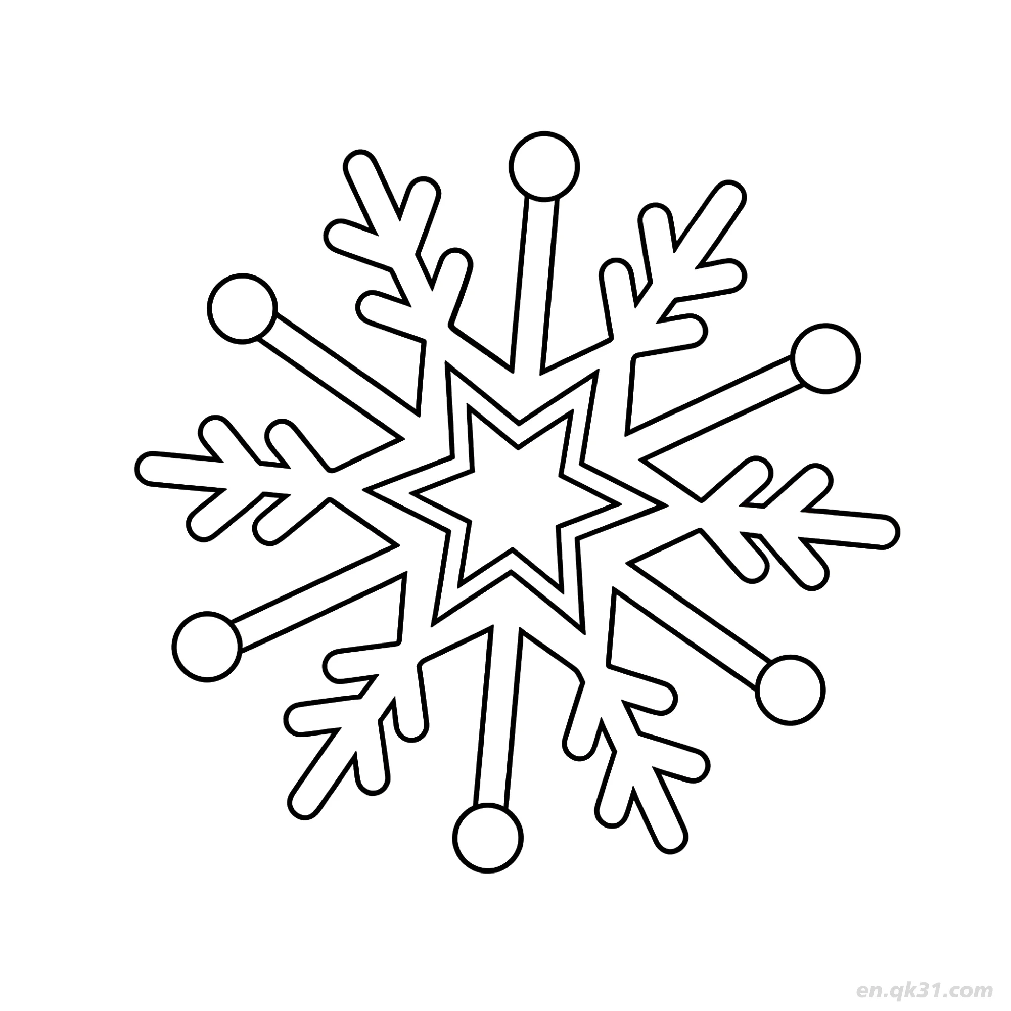 免费 晶体结构雪花涂色设计 简笔画涂色页
