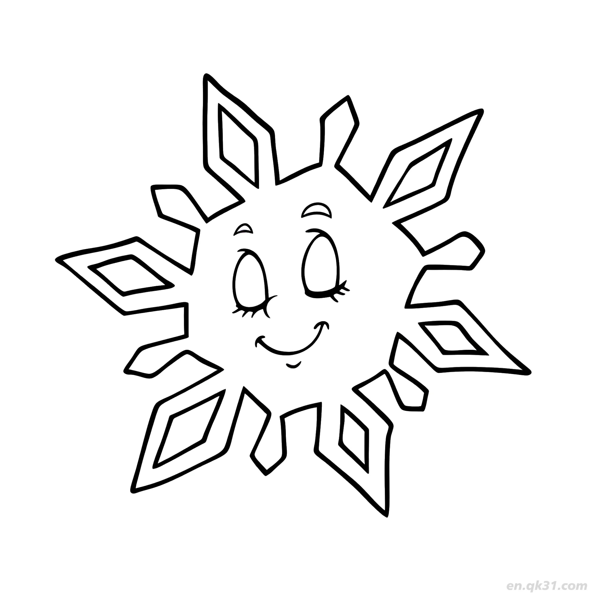 免费 开心太阳涂色页 简笔画涂色页