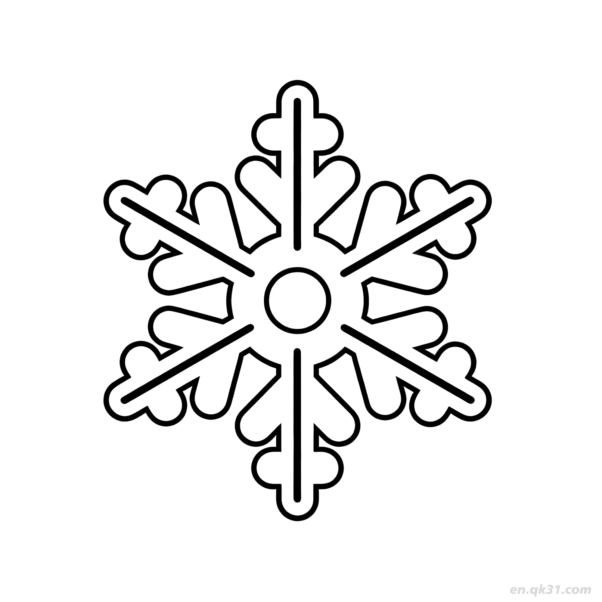 免费 心形雪花涂色页 简笔画涂色页