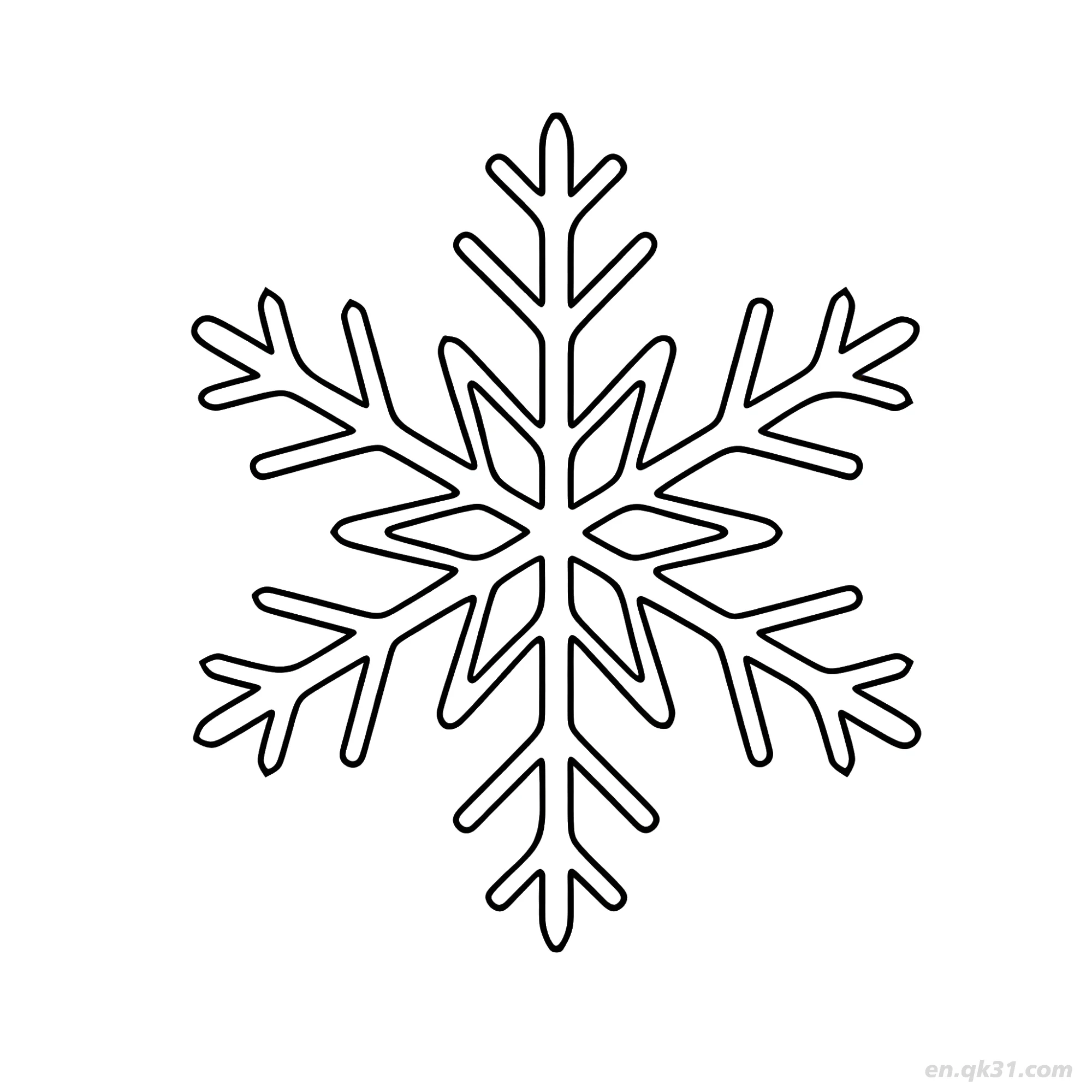 免费 六边形雪花涂色页 简笔画涂色页
