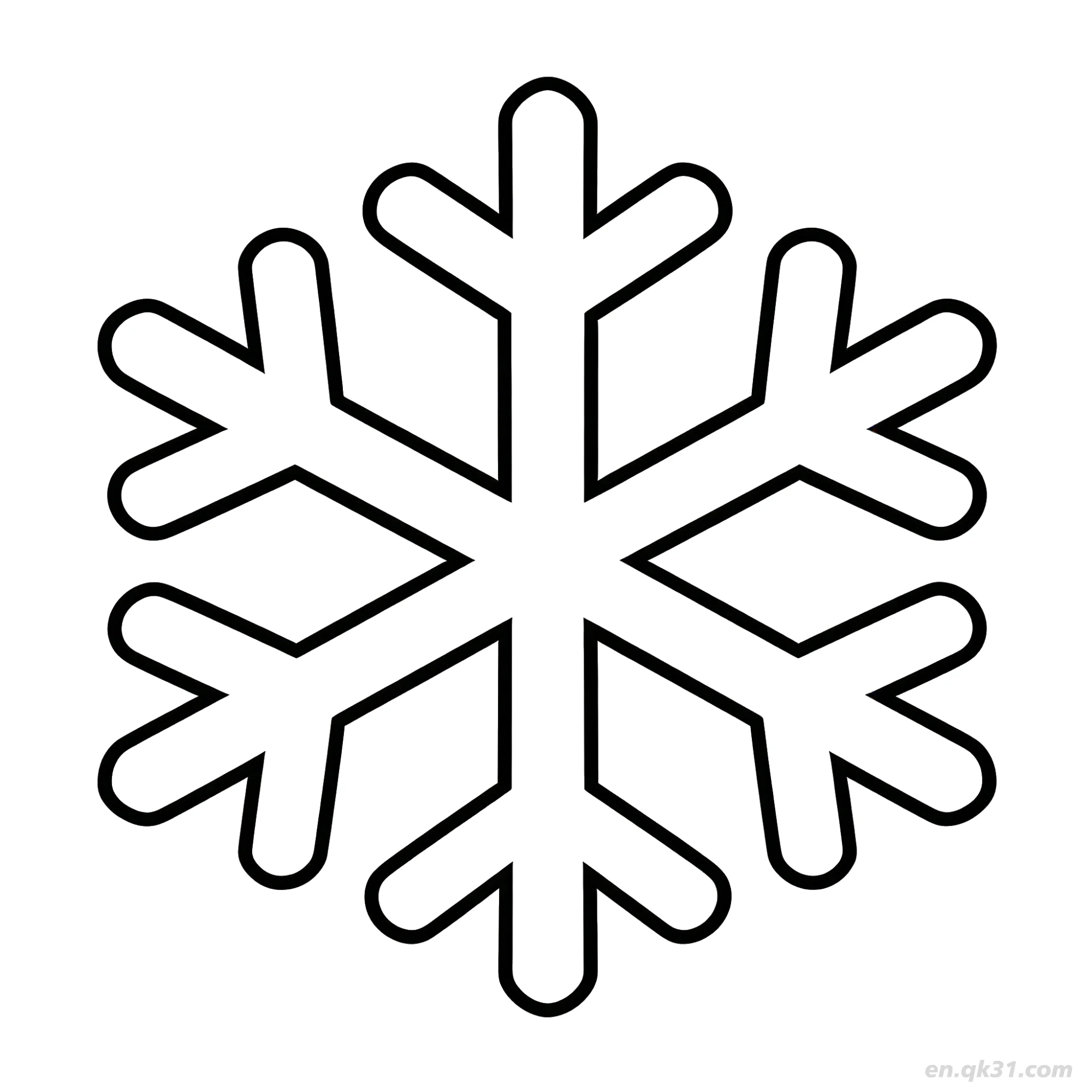 免费 六角雪花结构涂色页 简笔画涂色页