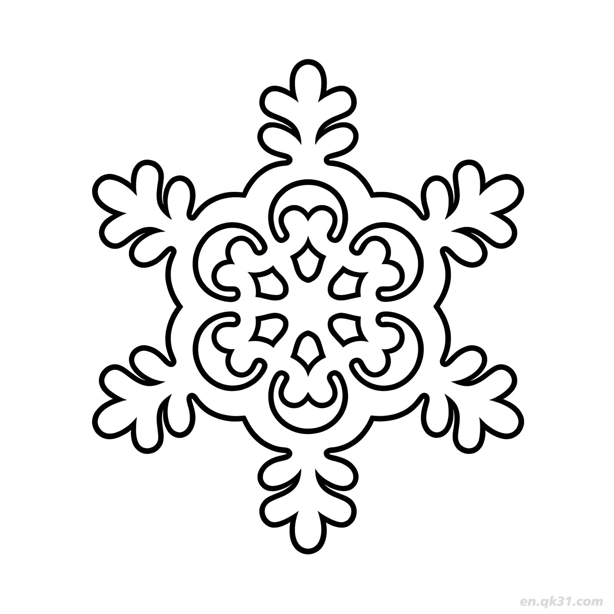 免费 叶纹雪花涂色页 简笔画涂色页