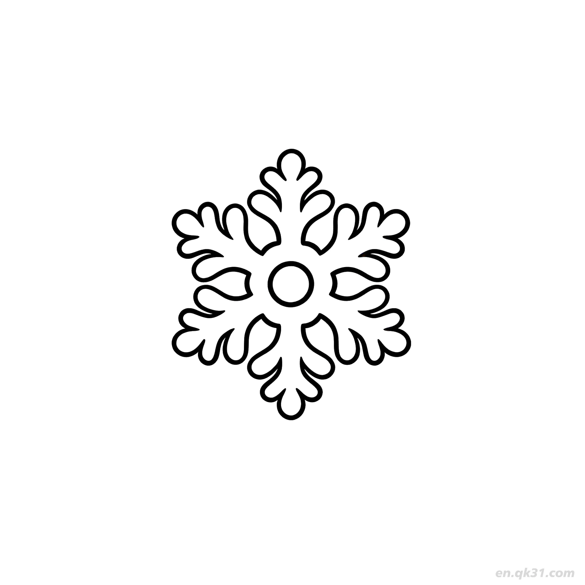 免费 叶状分支雪花涂色设计 简笔画涂色页