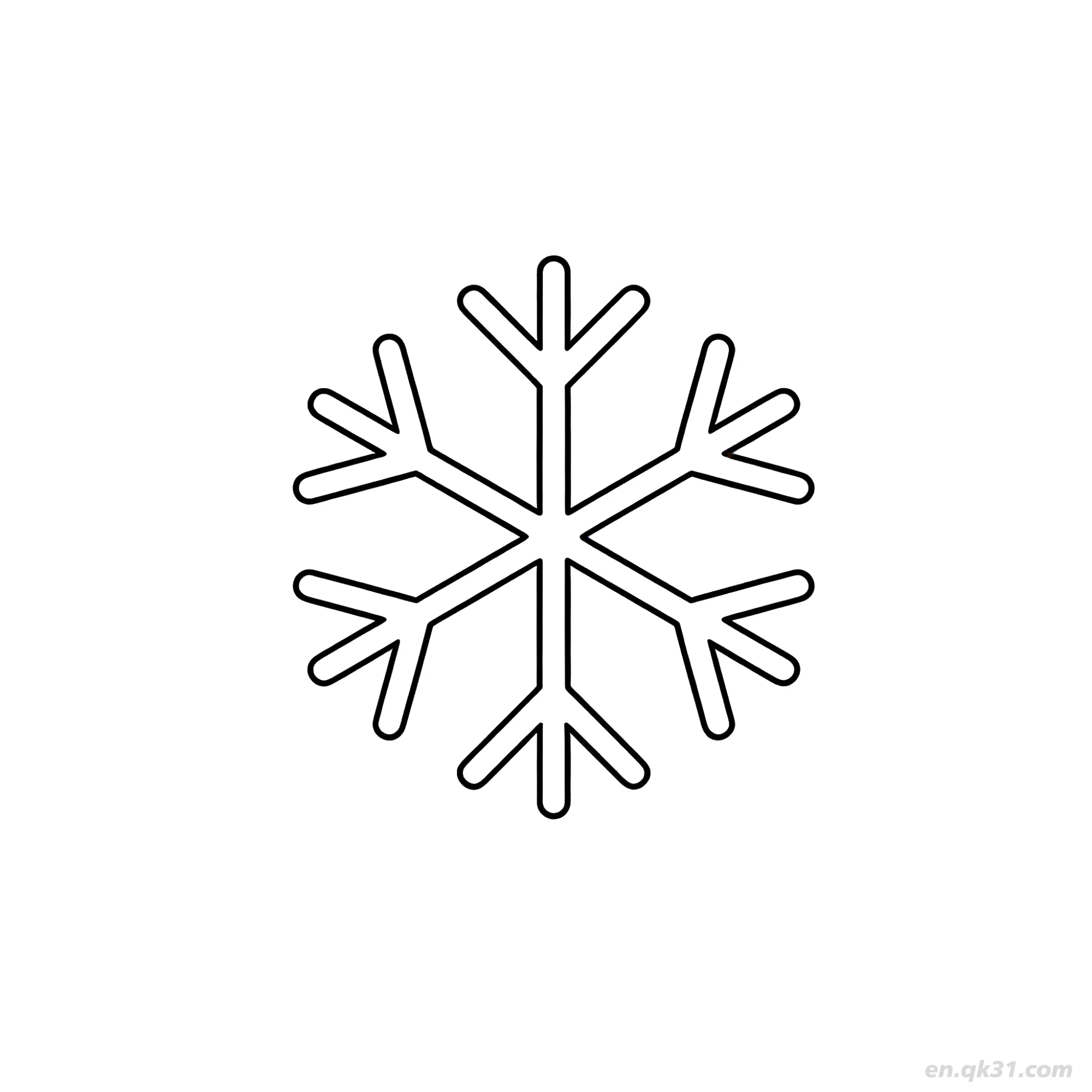 免费 极简风格雪花涂色页 简笔画涂色页