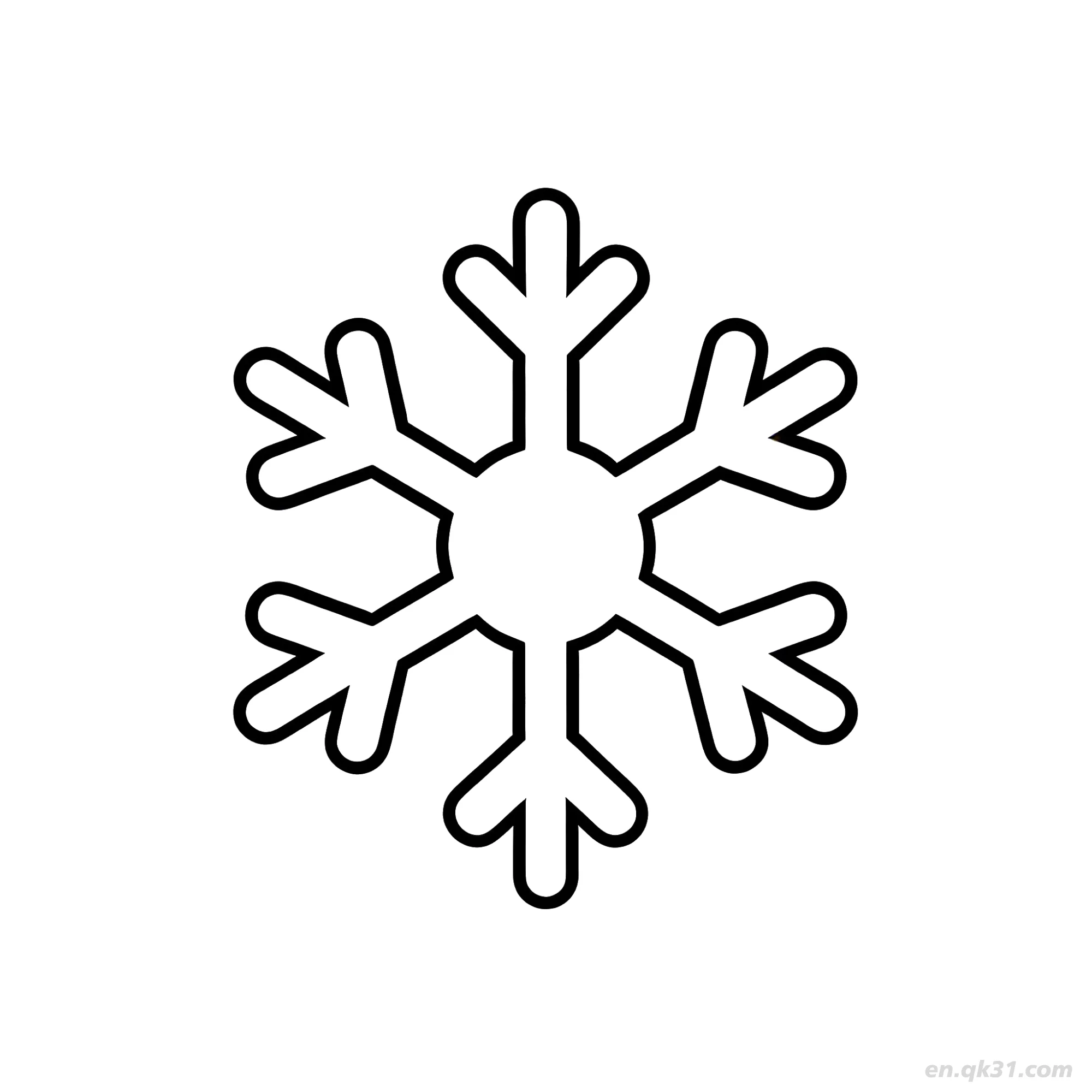 免费 六枝雪花涂色页 简笔画涂色页