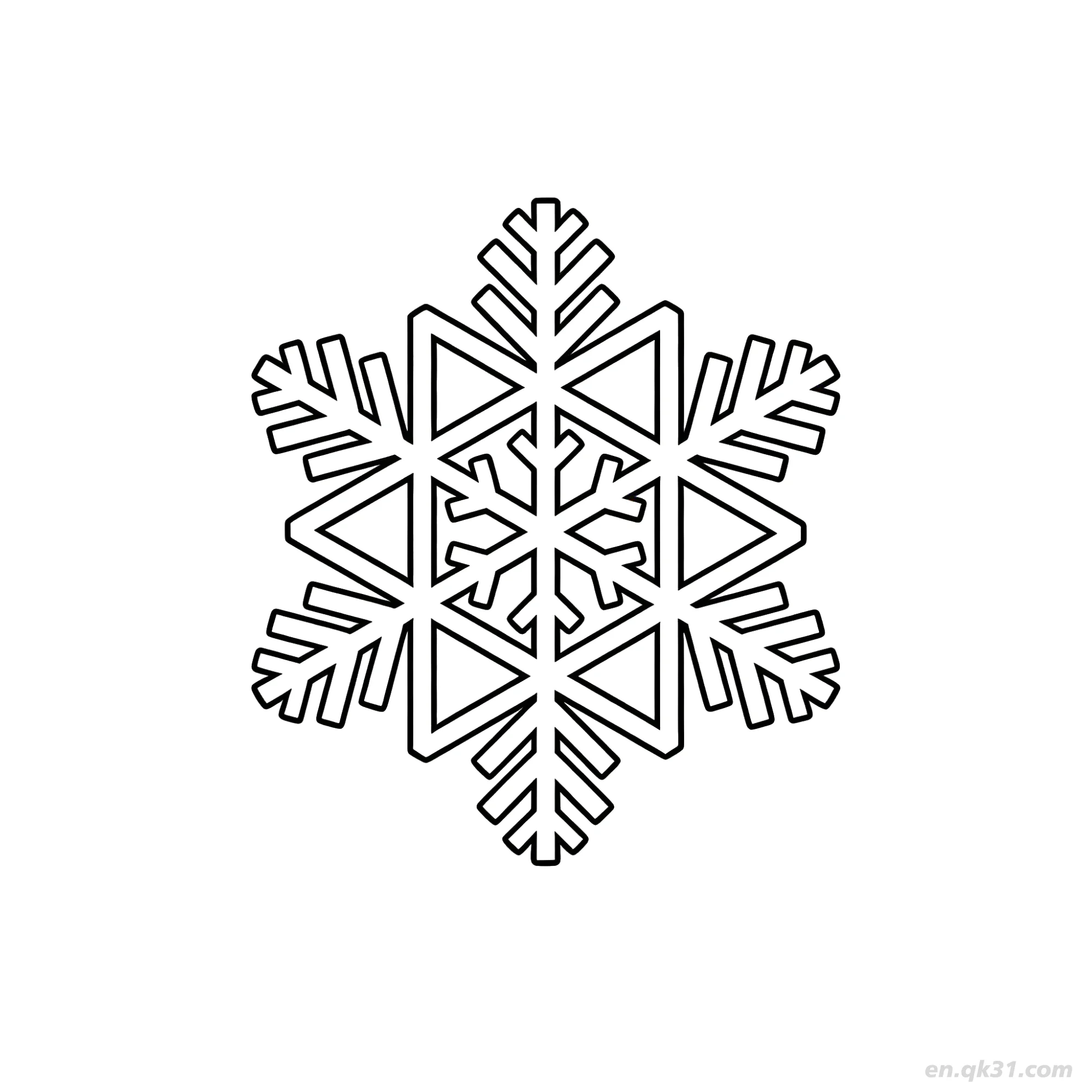 免费 星形中心雪花涂色页 简笔画涂色页