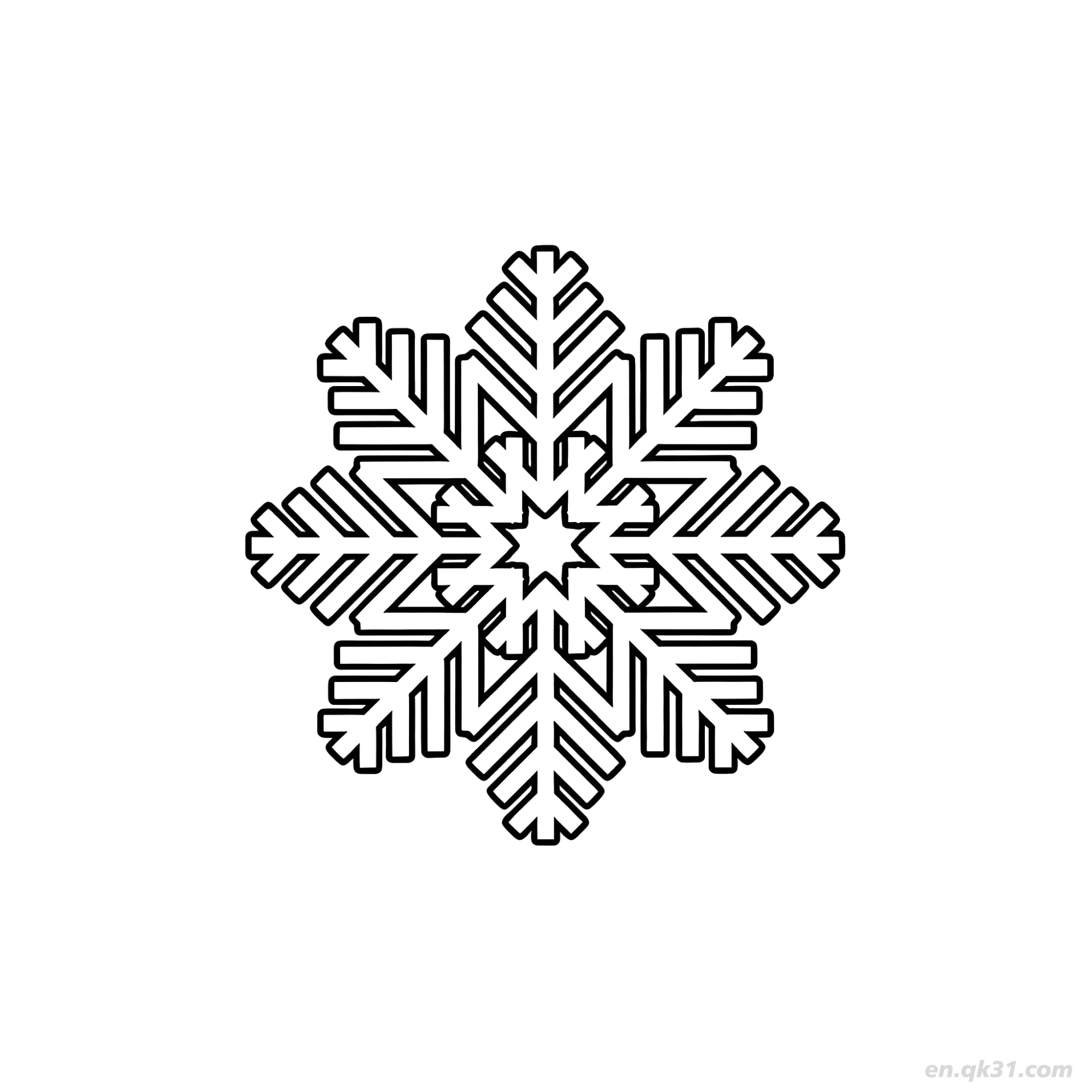 免费 对称雪花设计涂色页 简笔画涂色页