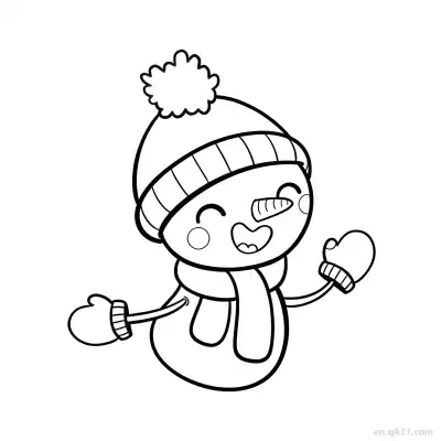 快乐张嘴雪人涂色页 – 免费可打印简笔画涂色画