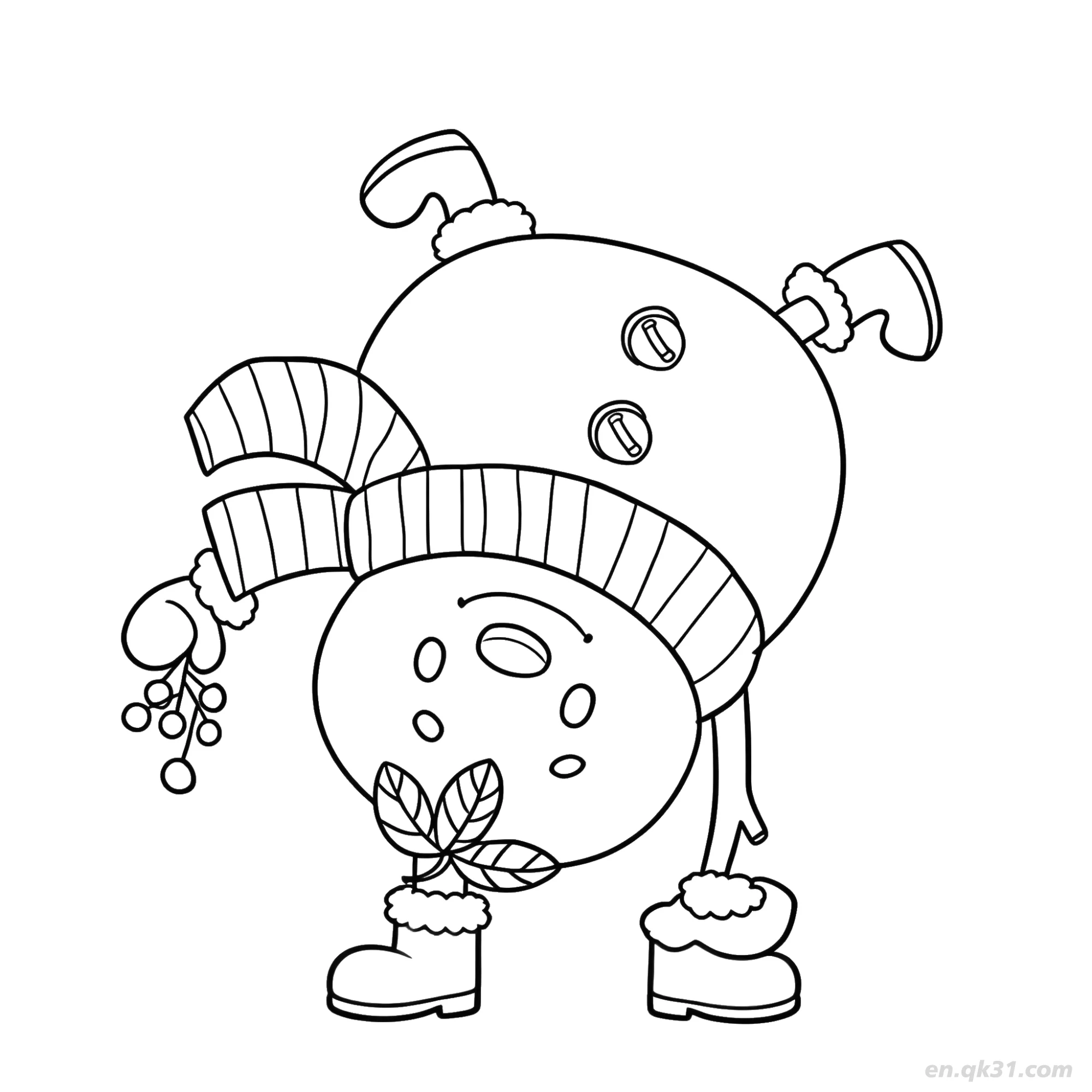 免费 倒立雪人涂色页 简笔画涂色页