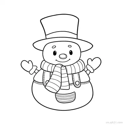 穿外套戴手套雪人涂色页 – 免费可打印简笔画涂色画