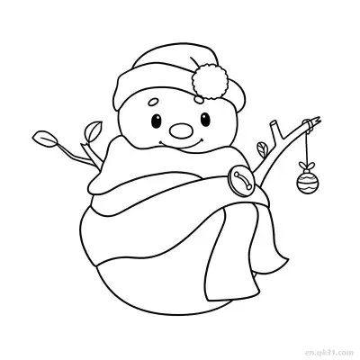装饰品雪人涂色页 – 免费可打印简笔画涂色画