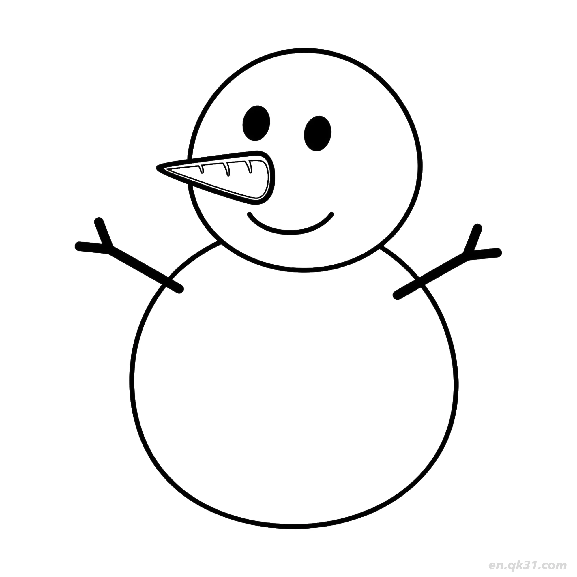 免费 尺子胡萝卜鼻雪人涂色页 简笔画涂色页