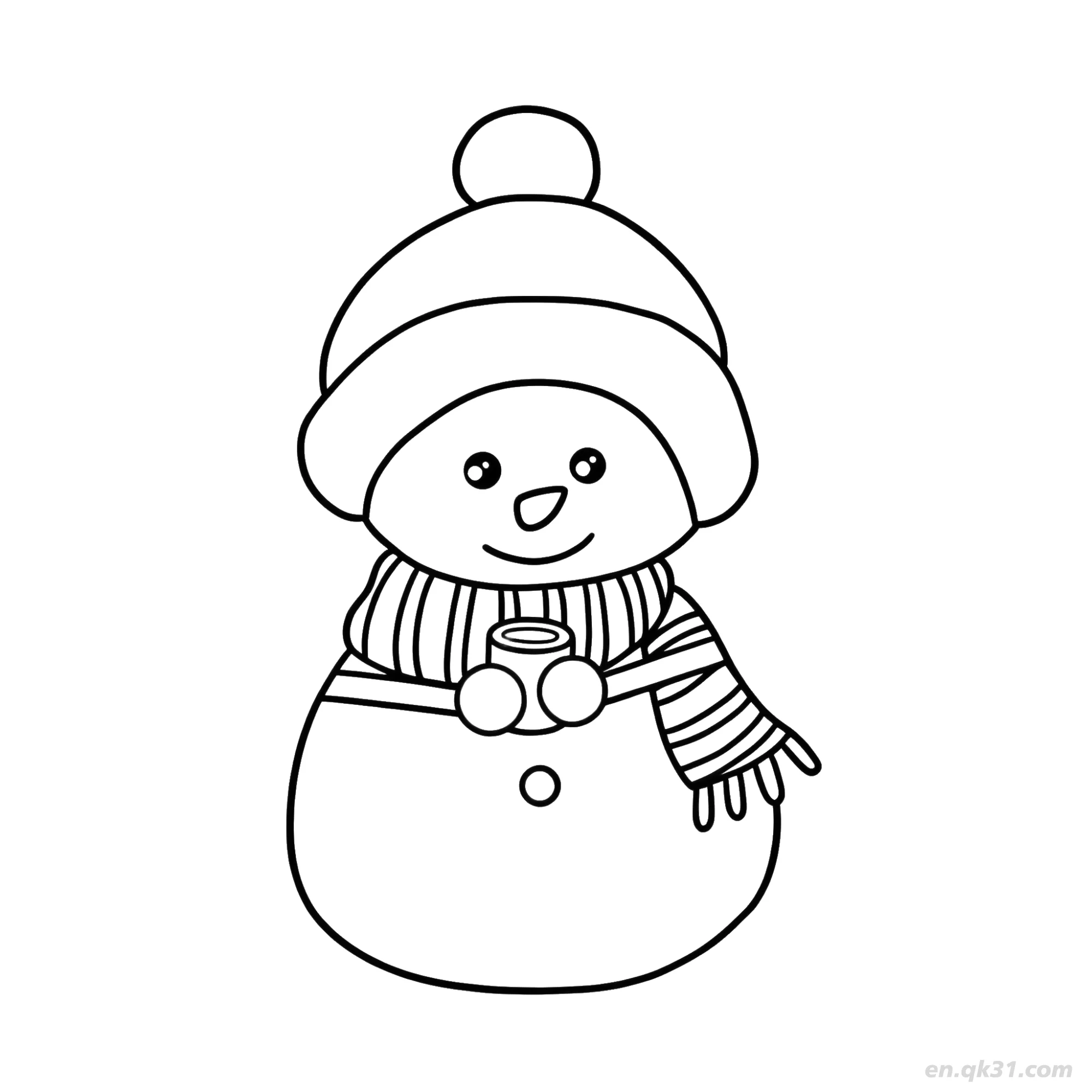 免费 热饮雪人涂色页 简笔画涂色页