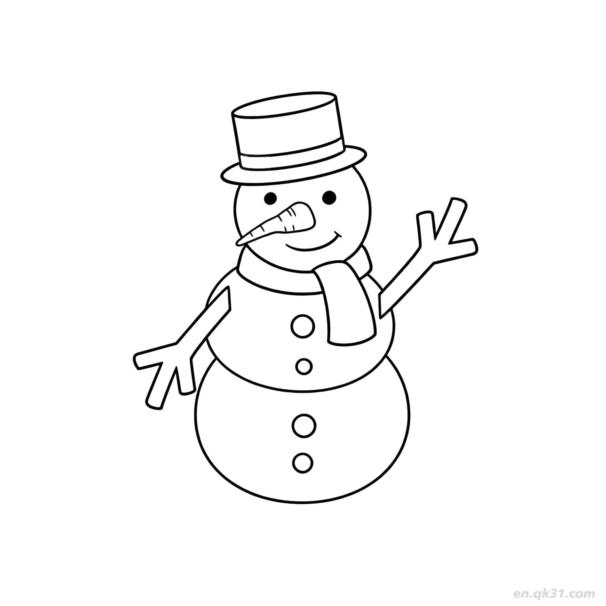 免费 传统雪人涂色页 简笔画涂色页