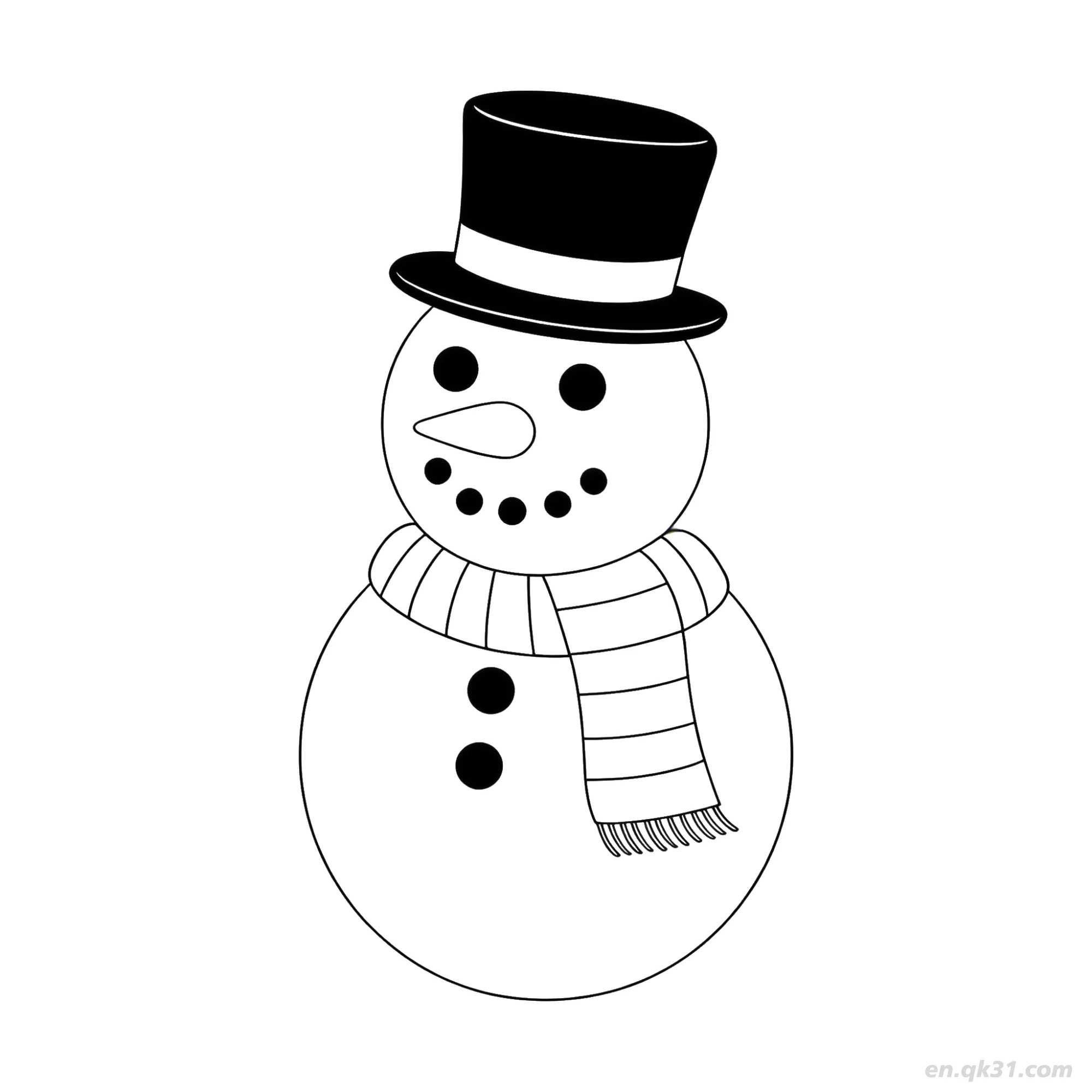 免费 两部分雪人涂色页 简笔画涂色页