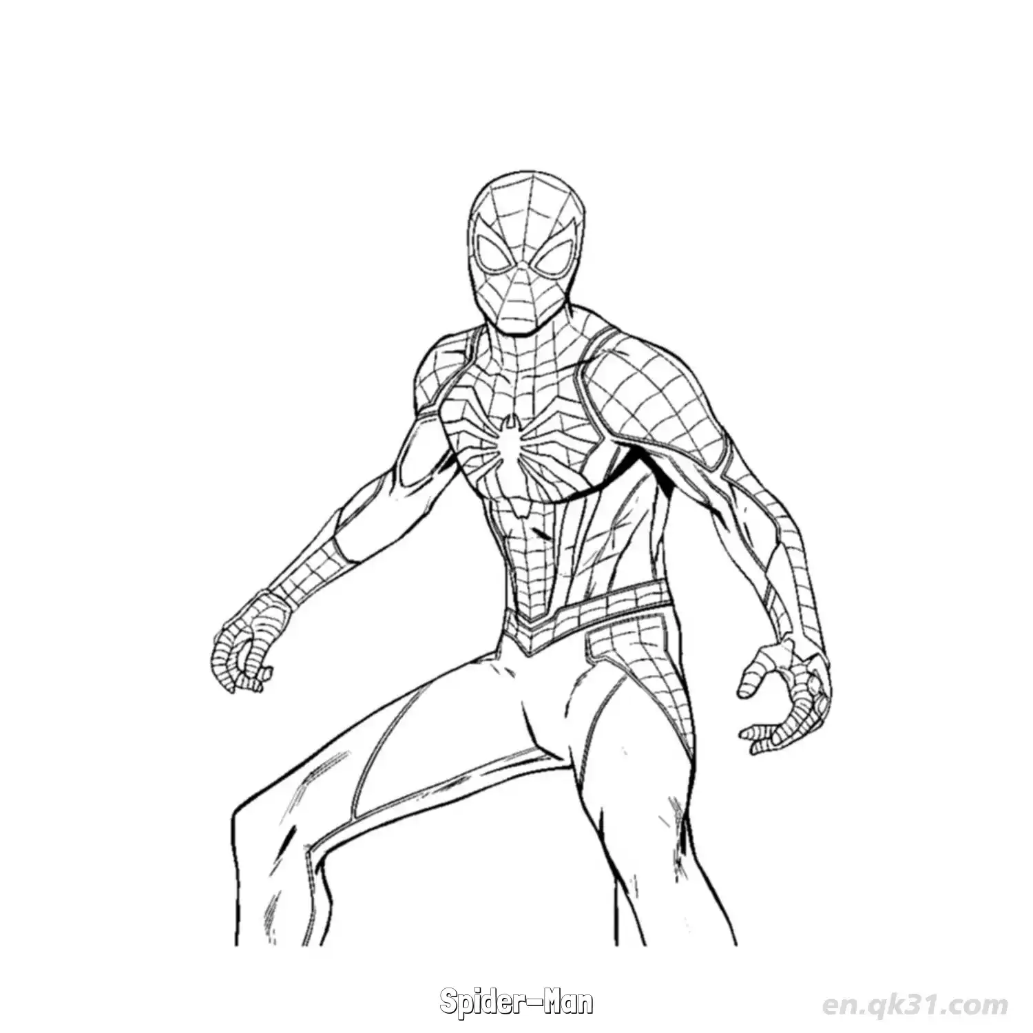 免费 蜘蛛侠 18简笔画 素描 涂鸦 - 免费可打印 漫威简笔画 下载PDF 简笔画涂色页