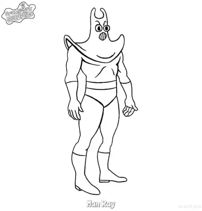 站立的射线恶魔 海绵宝宝涂色页 – 免费可打印简笔画涂色画