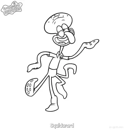 单脚起舞的章鱼哥 涂色页 – 免费可打印简笔画涂色画